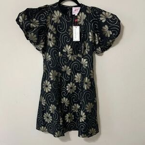 NWT Banjanan Gracia Dress Black and Gold Floral Dress